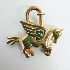 Hermes Cadena Gold Pegasus Horse Motif bag charm lock Excellent No Box - FedEx