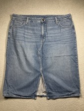 Terra  Sky Denim Midi Skirt Women 20W Blue Medium Wash Front Slit Casual