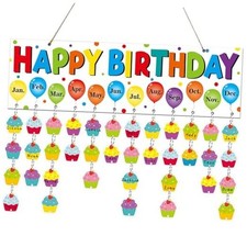 Colorful Birthday Reminder Calendar Wall Hanging Decor 16x5in Colorful cake