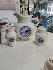 Vintage Mid-Century Modern McCoy Pottery Pitcher, Cream and Sugar Blue Willow
