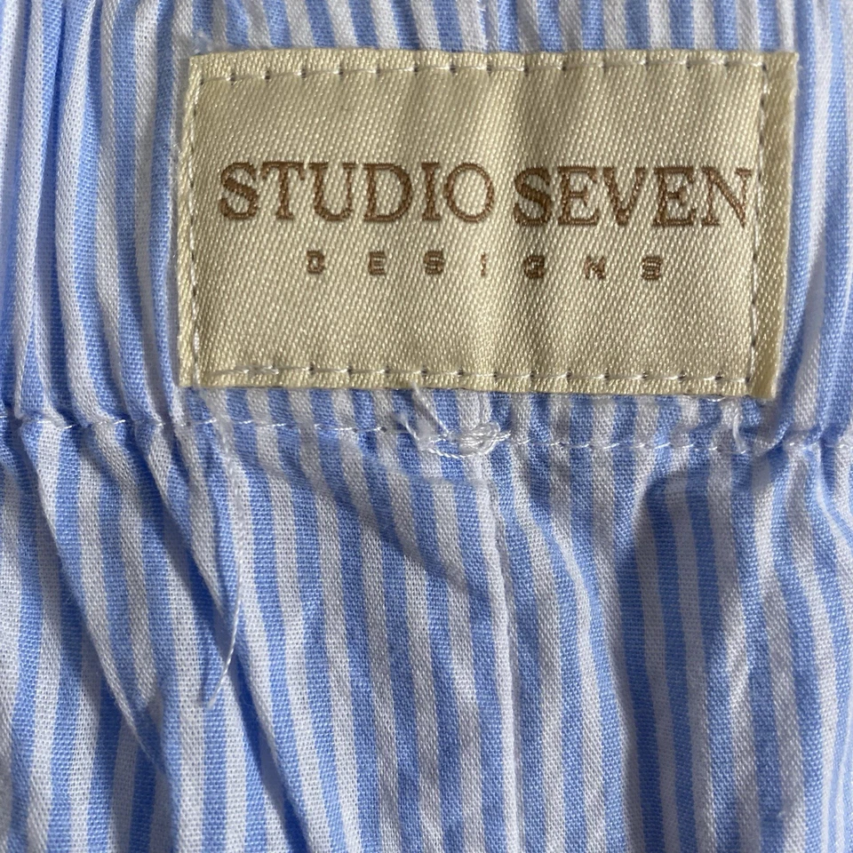 Pantalones de salón Studio Seven lila a rayas azules talla mediana 26x29 pierna ancha Foto 3 de 4