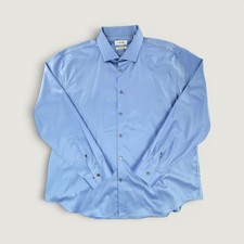 Calvin Klein Mens Infinite Non-Iron Extreme Slim Fit Blue Dress Shirt 18.5 34/35