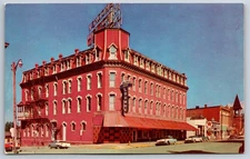 Vendome Hotel Leadville Colorado CO Texaco Gas Station Chrome c1950 Postcard