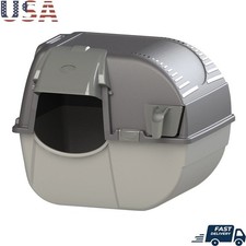 Easy Fill Self Cleaning Cat Litter Box Roll Clean Automatic Odor Control Silver