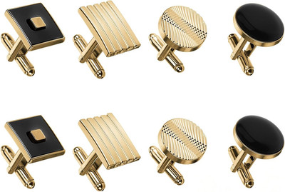 4 Pairs Cufflinks for Men Classic Tone Cuff Links Fashion Men Cufflinks Gold Str