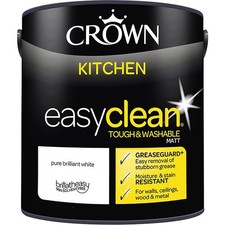 Crown Easyclean Kitchen Emulsion Paint Pure Brilliant White - 2.5 Litre