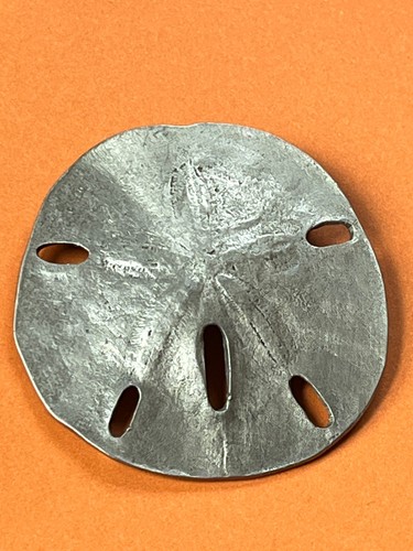 Large REN Signed Marked Silver Dollar SIlvertone Ocean Beach Wear Brooch Pin -