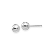 14k White Gold Ball Stud Earrings Polished Round Minimalist Fine Jewelry Unisex