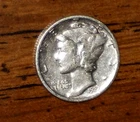 1937 SILVER MERCURY DIME - GRADES "FINE"
