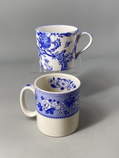 Spode Blue & White Set Of 2 Mugs - Georgian Botanical & Williamsburg Provincial
