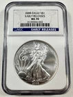 2008 $1 American Eagle NGC MS70 EARLY RELEASE 1 oz Silver Fine Bullion Coin