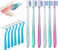V-Shaped Orthodontic Toothbrush Braces W/ 6 Interdental Brushes Soft Bristles