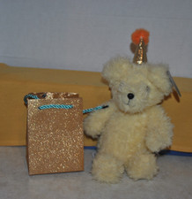 NEW FAO SCHWARZ Teddy BEAR Birthday with Gift Bag Tan 12" Party Hat Plush Toy