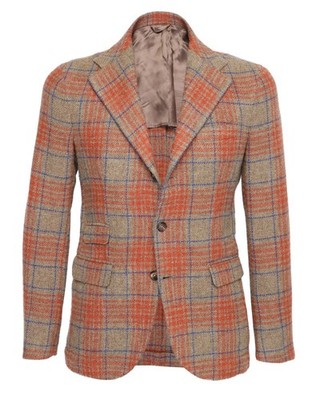 NWT SALVATORE PICCOLO SPORT COAT jacket Napoli beige orange tweed luxury Ital...