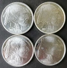 Lot of Four 2013 1oz Silver Buffalo Rounds
