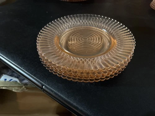 Set Of 6 Macbeth-Evans Petalware Pink Depression 8” Salad Glass plates