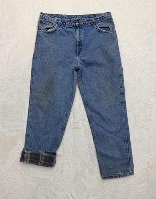 Vintage Carhartt Flannel Lined Jeans Mens 38x32 Blue Denim Relaxed Fit Workwear