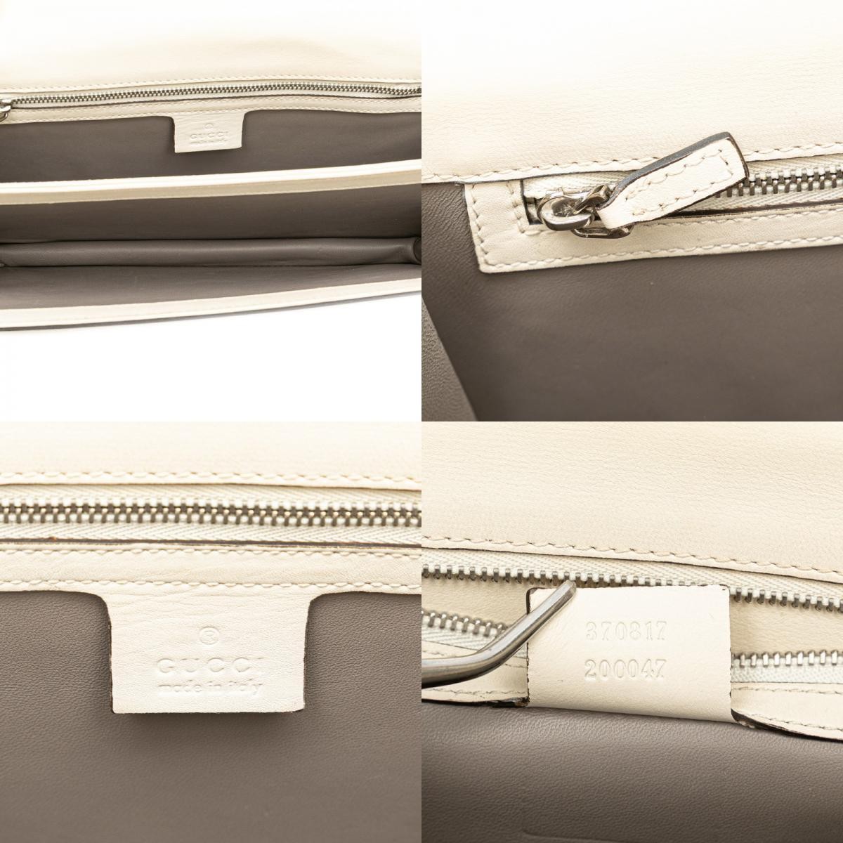 Gucci Bamboo Shoulder Bag Leather WhiteGray Women Used Authentic thumbnail 9