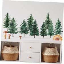 Watercolor Pine Tree Wall Decals Wall Sticker Forest Nature Green Pine Tree