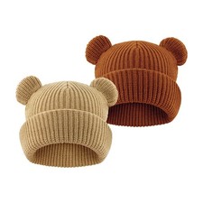 Toddler Boy Girl Winter Hat, Warm Knit Beanie, Kid Bear Ear, Cold Weather