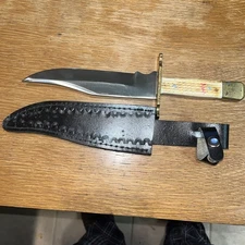 11. 3/4 Inch Little Chipaway Bowie Knife Pick Bone Handle Stainless Blade