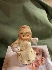 HUMMEL INSPIRED-  Angel Candleholder With Gold & Crystal Accents #828123 5 3/4”