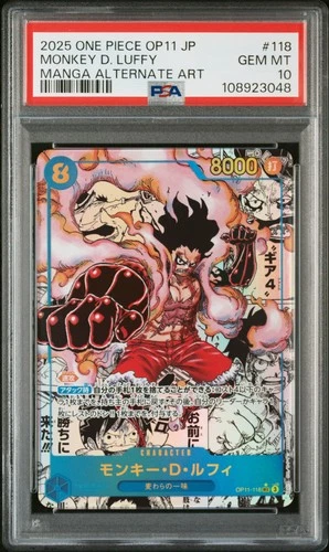 MANGA ALT ART GEAR 4 MONKEY D. LUFFY One Piece 2025 OP11 Japanese #118 PSA 10