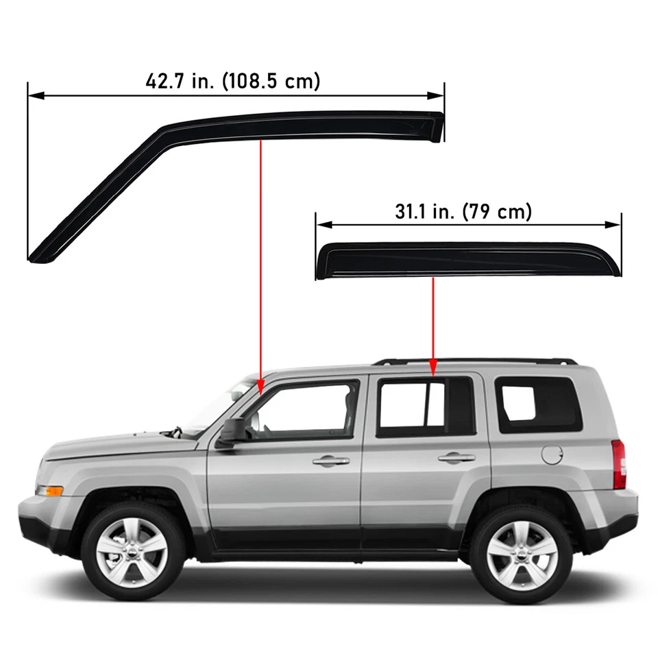 For 2007-2017 Jeep Patriot Tape-on Window Visors Sun Rain Wind Guards Vent Shade Foto 2 de 4
