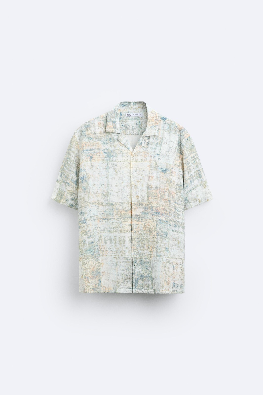 Zara Men's Abstract Print Shirt (Greenish, Small) image 2