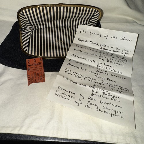 Vintage Ingber Fold Over Brass Kiss Lock Closure Black Clutch W/play List/Stub - Picture 5 of 12