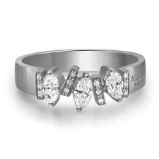 Alfieri St. John Marquise And Round Cut Diamond Band Ring 18K White Gold 0.50Ctw