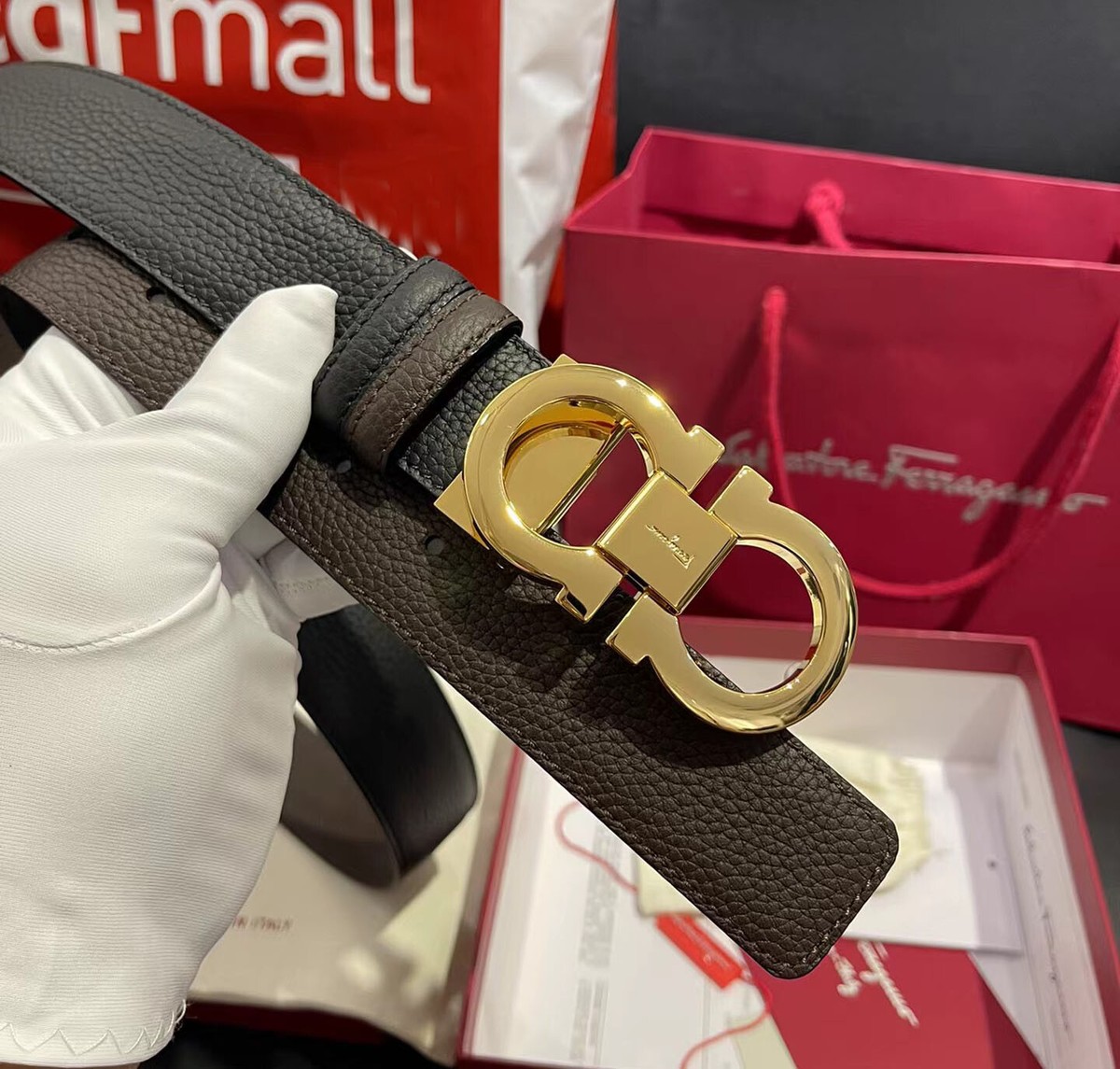 Ferragamo Classic Black or Tan belt Salvatore Ferragamo Reversible Leather Belt in Radica Tan  main image 2
