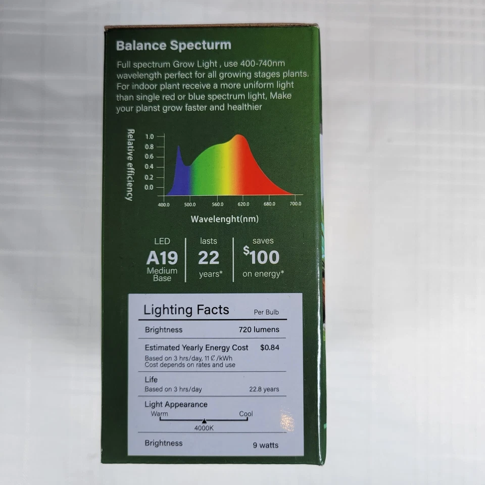 3 Pack Full Spectrum Grow Light BulbsA19 Grow Lights for Indoor PlantsDimmable - Image 3 of 4