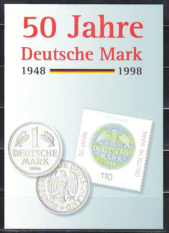 Germany 1998 Erstausgabe FDC Sc 2007 Mi 1996 Deutsche Mark 50th ann.Money Coins - Image 2 of 2