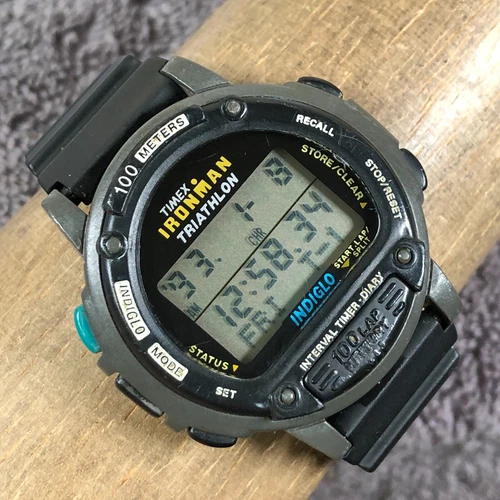 Vintage 90s Timex Ironman Triathlon Men Expansion Quartz Digital Watch