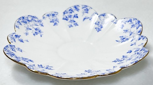 WILEMAN Antique England Foley China Blue Flower Leaves Porcelain Cup & Saucer - Picture 5 of 9