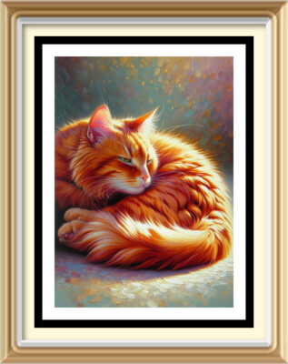 Ginger Orange Tabby Katze Kunstdruck Tierportrait Wandbehang Bild C30