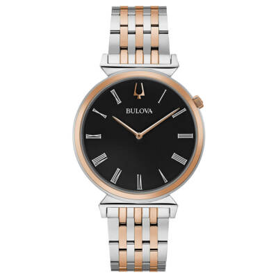 Bulova Men's Watch Regatta Black Dial Two Tone Stainless Steel