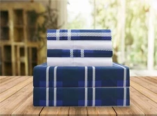 Elegant Comfort Luxury Soft Bed Sheets Plaid Pattern - 1500 Premium Hotel Qua...