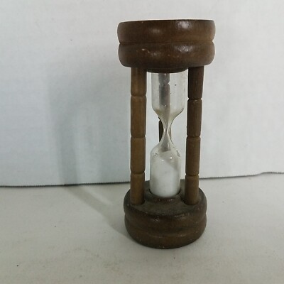 Hourglass 3 Minute Egg Timer Wood Frame Vintage