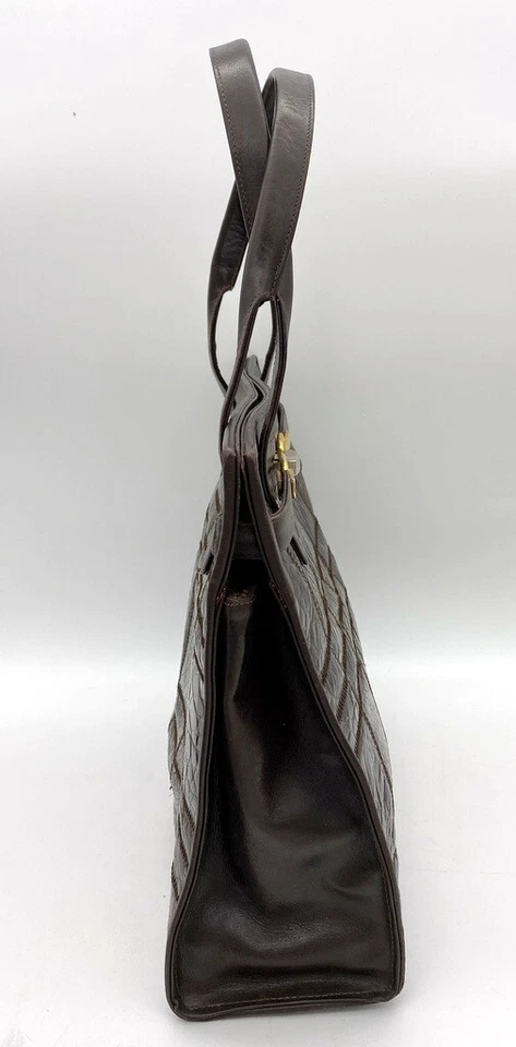 Zenith Brown Belted Alligator Handbag by Nicholette Italian Purse Hand Bag - Image 4 of 4