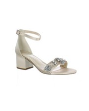 Betsey Johnson Champagne Soft Gold Rhinestone Ankle Strap Heels Size 7.5 W. NWOB