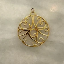 Vintage Tree Of Life Circular Pendant In Gold Tone On 925 Sterling Silver