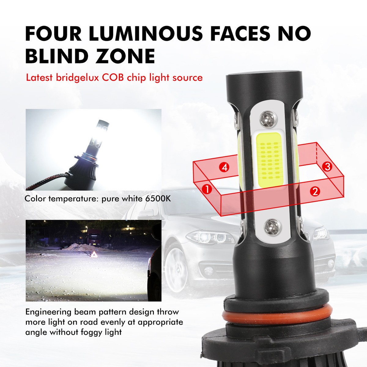 2x4-side 9005 LED Headlight Bulbs for Acura CL RL TL CSX TSX MDX