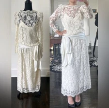 Vintage White Lace Maxi Dress Vintage Edwardian Victorian Dress