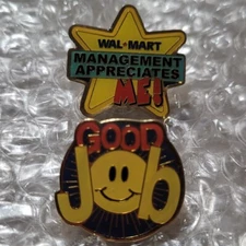 WALMART Pin Set Management Appreciates Collectible Associate Lapel Pins LOT of 2