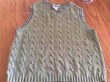 Boys OLD NAVY Size 5 cotton cable V NECK VEST GREEN DARLING