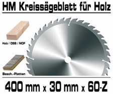 Holz HM Kreis Sägeblatt Für Hand Kreissäge Kappsäge Ø 400mm x 30mm x 60-Z VERTO