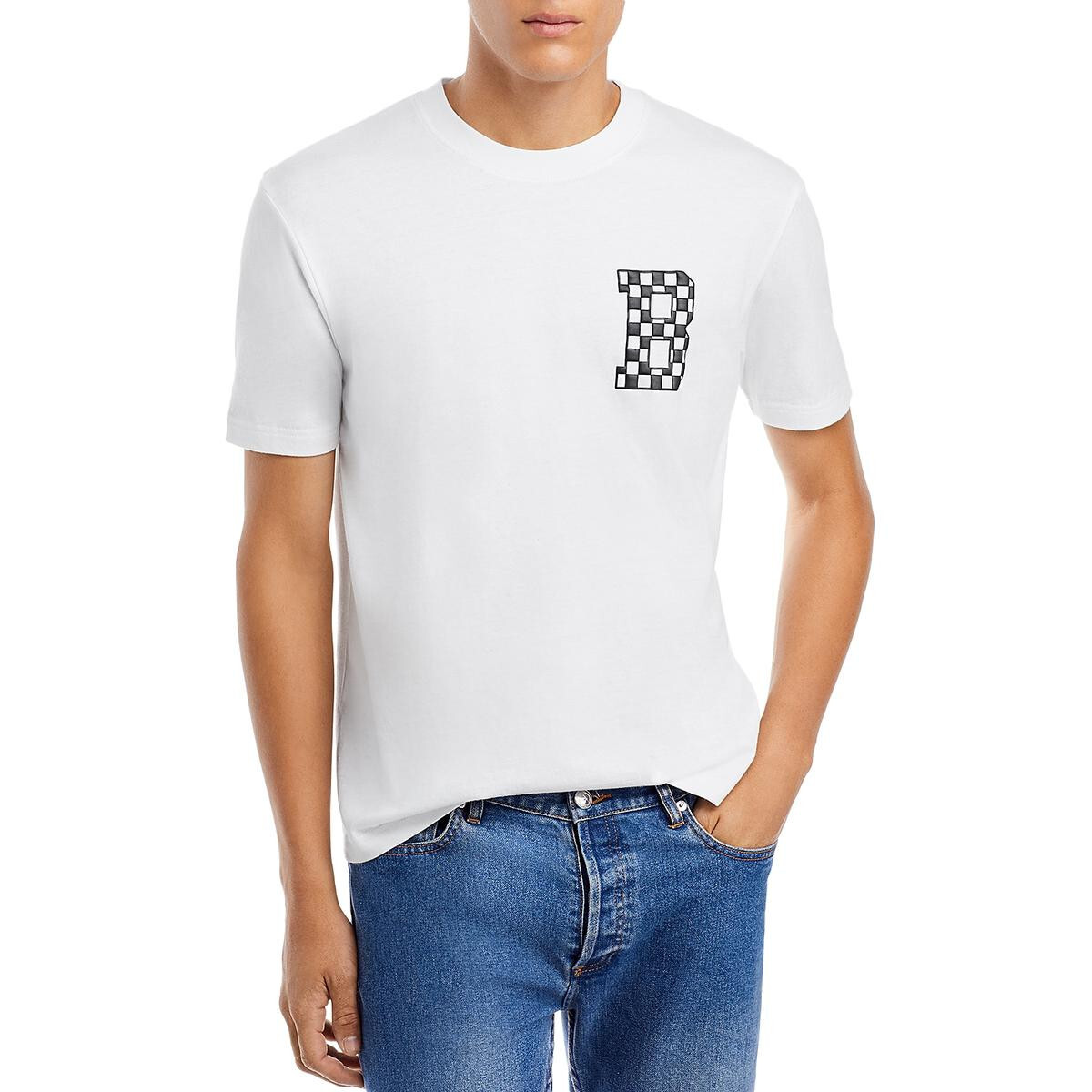 Мужская белая трикотажная футболка Bloomies с круглым вырезом и логотипом Top X-Large