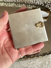 Volupté Compact Silver & Goldtone Belt Buckle Design Mirror Powder Empty VINTAGE